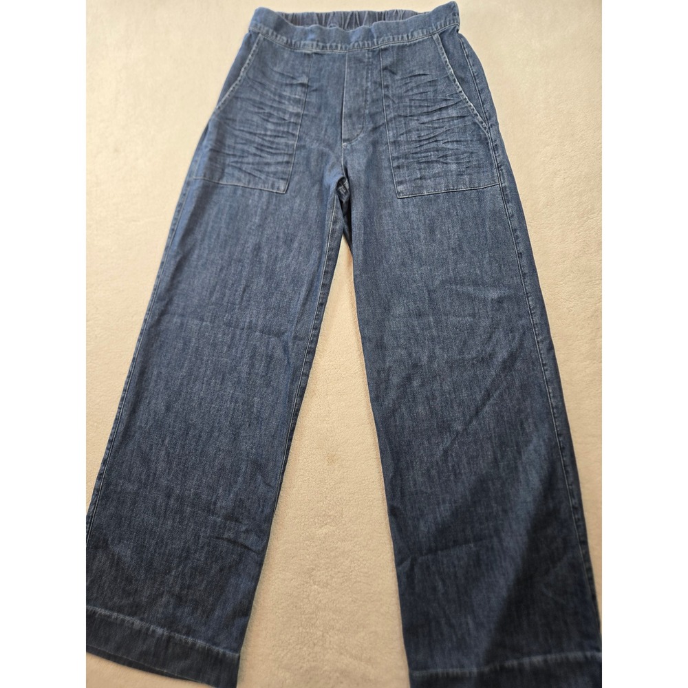 Frank & Eileen Madeline Wide Leg Denim Elastic High Waist Patch Pocket Jeans S